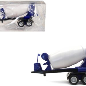 2-Axle Cement Mixer Trailer White and Blue 1/87 (HO) Plastic Model by Promotex