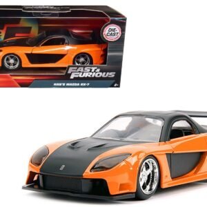 Han's Mazda RX-7 RHD (Right Hand Drive) Orange Metallic and Black "Fast & Furious" Movie 1/32 Diecast Model Car by Jada