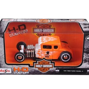 1929 Ford Model A #1 "Harley Davidson" Orange with White Flames 1/24 Diecast Model Car by Maisto