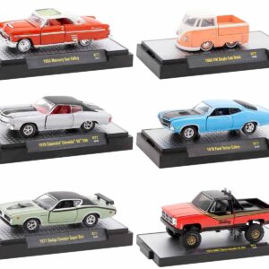 "Auto Meets" Set of 6 Cars IN DISPLAY CASES Release 77 Limited Edition 1/64 Diecast Model Cars by M2 Machines