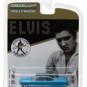 1955 Cadillac Fleetwood Series 60 Special Blue with Black Top Elvis Presley (1935-1977) 1/64 Diecast Model Car by Greenlight