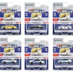 "Hot Pursuit" Set of 6 Police Cars Series 45 1/64 Diecast Model Cars by Greenlight