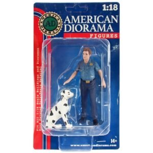 "Firefighters" Fire Dog Training Figures (Trainer and Dog) for 1/18 Scale Models by American Diorama