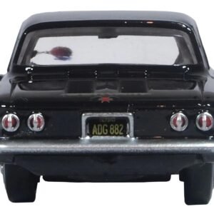 1963 Chevrolet Corvair Coupe Tuxedo Black with Red Interior  1/87 (HO) Scale Diecast Model Car by Oxford Diecast