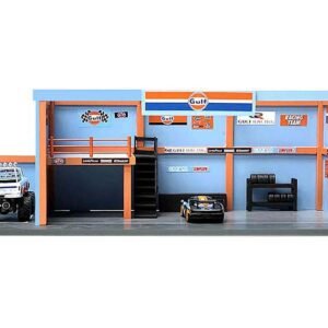 "Garage Diorama Gulf Oil" Diorama with Decals for 1/64 Scale Models by American Diorama