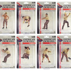 "4X4 Mechanic" 8 piece Figure Set for 1/18 scale models by American Diorama
