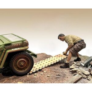 "4X4 Mechanic" Figure 2 with Board Accessory for 1/18 Scale Models by American Diorama