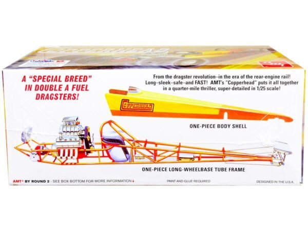 Skill 2 Model Kit 1934 Copperhead Rear-Engine Double A Fuel Dragster 1/25 Scale Model by AMT