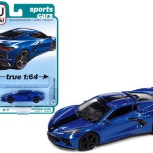 2020 Chevrolet Corvette Elkhart Lake Blue Metallic "Sports Cars" Limited Edition 1/64 Diecast Model Car by Auto World