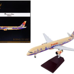 Boeing 757-200 Commercial Aircraft "America West Airlines" Beige with Purple Graphics "Gemini 200" Series 1/200 Diecast Model Airplane by GeminiJets