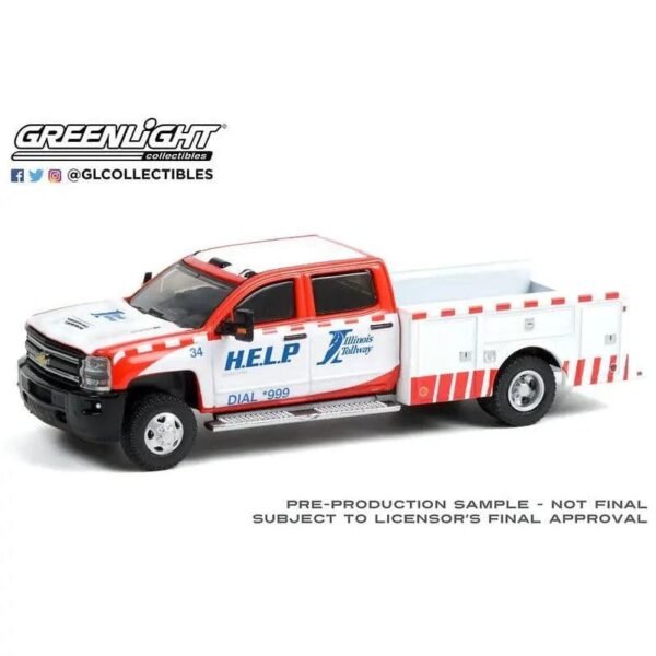 Greenlight - 2018 Chevrolet Silverado 3500 Dually Service Bed - Illinois Tollway -1:64 diecast