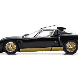 Lamborghini Miura SVR Black with Gold Accents and Wheels 1/43 Diecast Model Car by Kyosho