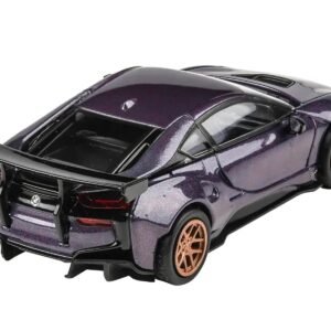 BMW i8 Liberty Walk Twilight Purple Metallic with Gold Wheels 1/64 Diecast Model Car by Paragon Models