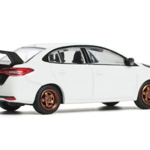 Toyota GR Vios White with Carbon Hood 1/64 Diecast Model Car by Pop Race