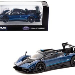 Pagani Zonda Revolucion Blue Metallic and Black with Light Blue Stripes "Global64" Series 1/64 Diecast Model Car by Tarmac Works