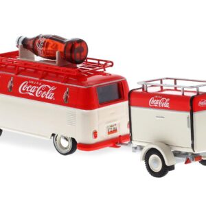 1960 Volkswagen T1 Kombi Van with Trailer Red and Cream "Coca Cola" 1/43 Diecast Model Car by Motorcity Classics