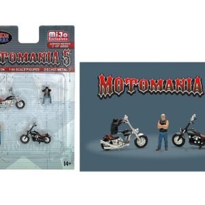"Motomania 5" 4 piece Diecast Set (2 Figures and 2 Motorcycles) Limited Edition to 4800 pieces Worldwide for 1/64 Scale Models by American Diorama
